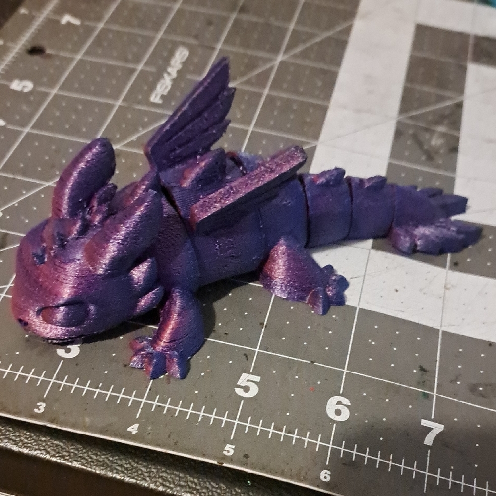 Purple Toothless Dragon Figurine with Wings and Glossy Finish